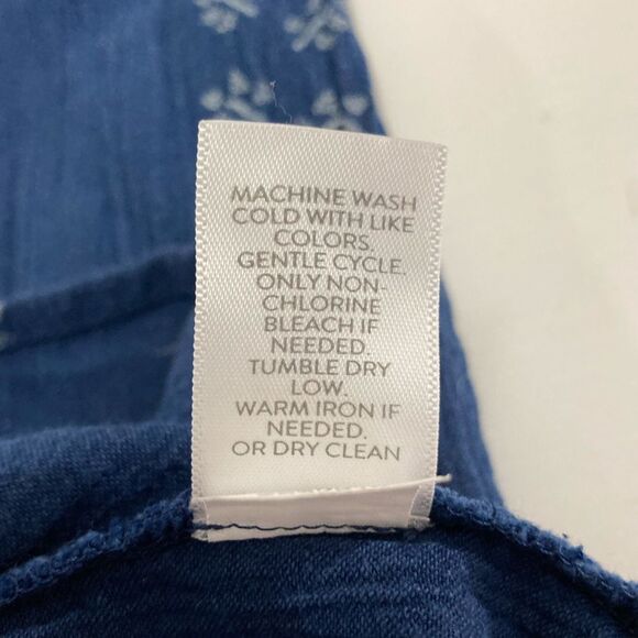 J Jill Dress Women’s S Blue Embroidered Floral Balloon Sleeve Tassel Boho Chic - Picture 8 of 11